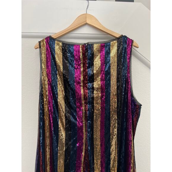NWT Rachel Roy Sequin Striped Mini Dress Size 22W Y2K Party Cocktail Rainbow - Picture 12 of 16